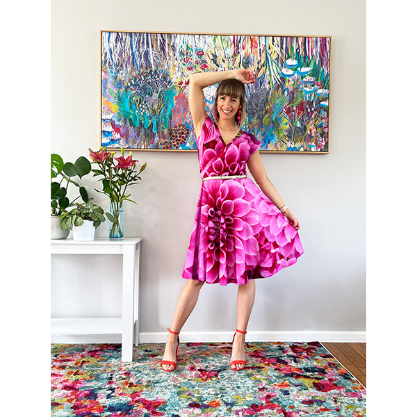 Bamboo Cross Front Dress in Dahlia Print – Zilpah Tart - Main Image