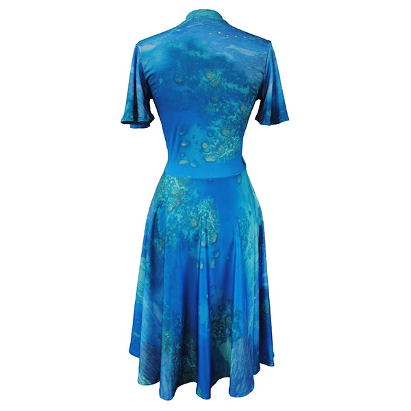 Reef Printed Textured Asymmetrical Draped Dress