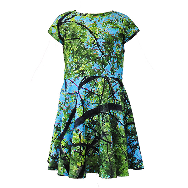 Kids Tshirt Dress in Treetops Print Zilpah Tart