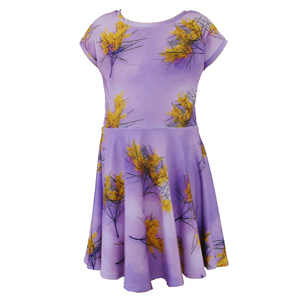 Kids Tshirt Dress in Wattle Print Zilpah Tart