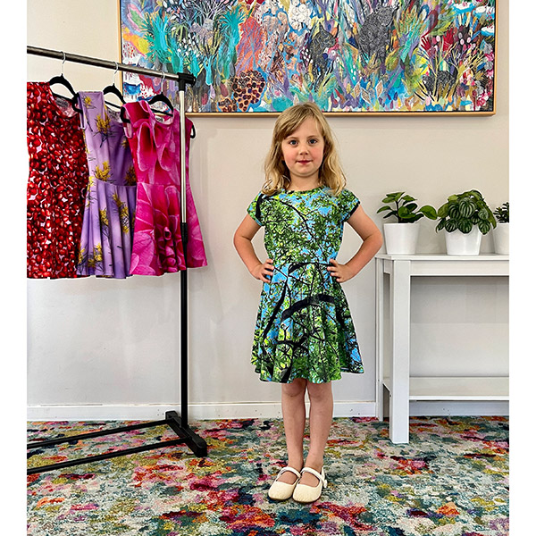 Kids Tshirt Dress in Treetops Print Zilpah Tart