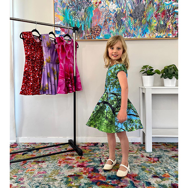 Kids Tshirt Dress in Treetops Print Zilpah Tart