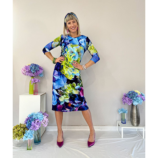 Bamboo Shift Dress in Hydrangea Print – Zilpah Tart
