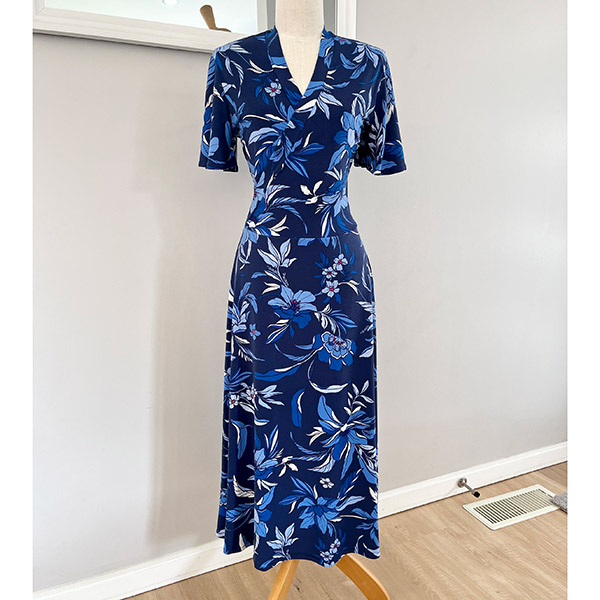 Floral Crepe Draped Flutter-Sleeve Midi Dress